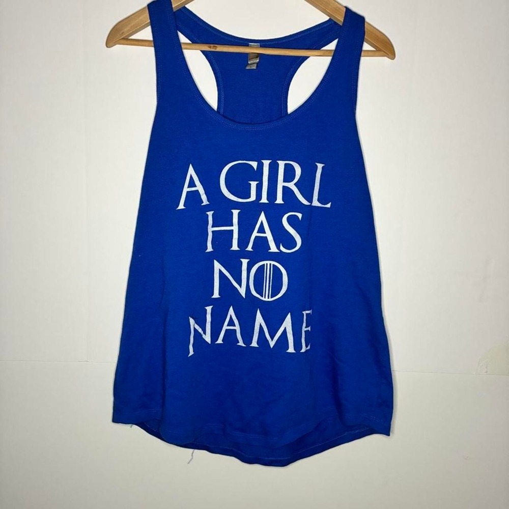 Next Level "A Girl Has No Name" blue tank top
